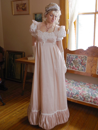 シャンパンカラーシャンパンレトロコスチュームレディースレースフリルポリエステルドレスマリーアントワネットコスチュームウエスタン18世紀コスチューム