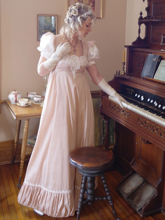 シャンパンレトロコスチュームレディースレースフリルポリエステルドレスマリーアントワネットコスチュームウエスタン18世紀コスチューム