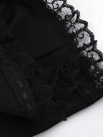 ゴシックロリータブラウス ブラックロリータトップス 半袖 レースフリル ロリータシャツ