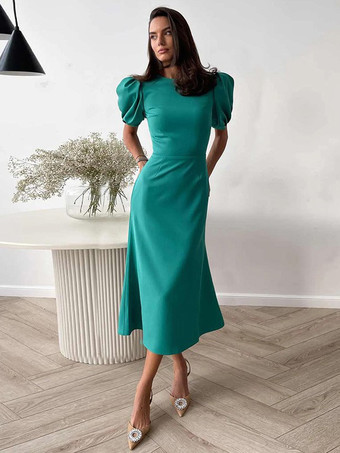 ティールサマードレス ミディドレス エクリュ ホワイト ジュエルネック ポリエステル ビーチドレス