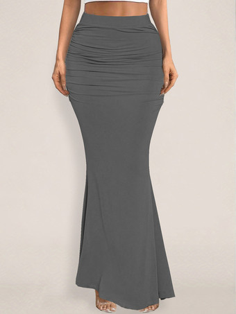 スカート ブラック ウエスト上げ ポリエステル エレガント 秋 ロング レディース ボトムス