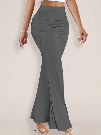 スカート ブラック ウエスト上げ ポリエステル エレガント 秋 ロング レディース ボトムス