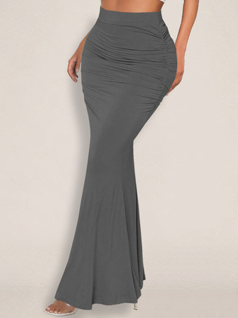 スカート ブラック ウエスト上げ ポリエステル エレガント 秋 ロング レディース ボトムス