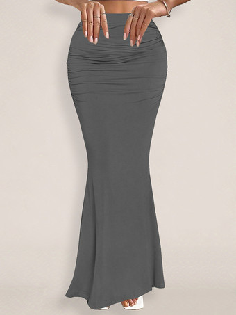 グレイスカート ブラック ウエスト上げ ポリエステル エレガント 秋 ロング レディース ボトムス