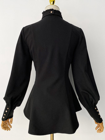 ゴシックロリータブラウス フリルロリータトップ 長袖ブラウス バーガンディロリータシャツ