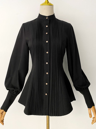 ゴシックロリータブラウス フリルロリータトップ 長袖ブラウス バーガンディロリータシャツ