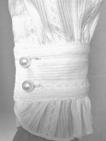 ゴシックロリータブラウス ロリータトップ フリル 長袖ブラウス ストライプ ホワイトロリータシャツ