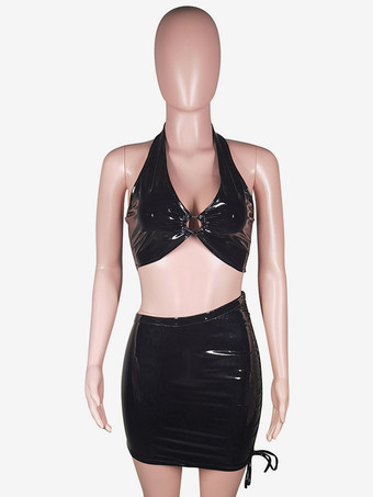 クラブウェアセット PUレザー 長袖 セクシー クラブ衣装