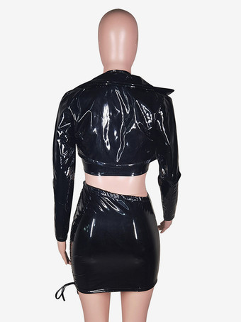 クラブウェアセット PUレザー 長袖 セクシー クラブ衣装