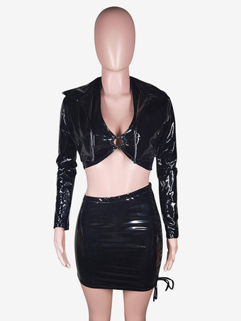 クラブウェアセット PUレザー 長袖 セクシー クラブ衣装