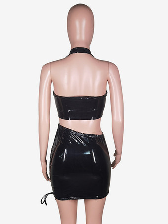 クラブウェアセット PUレザー 長袖 セクシー クラブ衣装