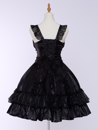 Robes Gothiques Lolita Volants Étagés Noir