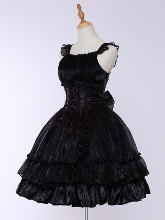 Robes Gothiques Lolita Volants Étagés Noir