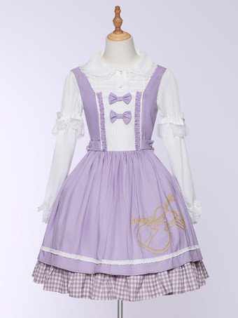 JSK Violin Print Sweet Purple Lolita Dress Polyester Sleeveless Elegant Lolita Dress