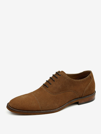 Marrone Scarpe casual da uomo Scarpe con punta tonda in micro pelle scamosciata marrone caffè