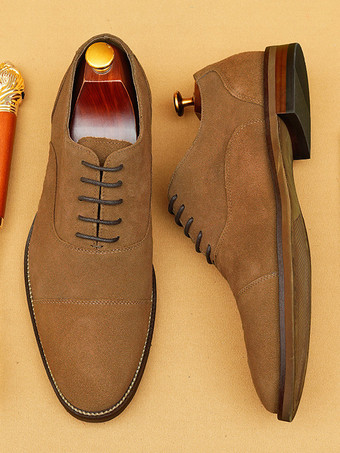 Scarpe casual da uomo Scarpe con punta tonda in micro pelle scamosciata marrone caffè