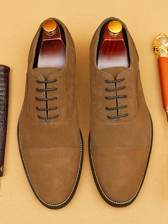 Scarpe casual da uomo Scarpe con punta tonda in micro pelle scamosciata marrone caffè