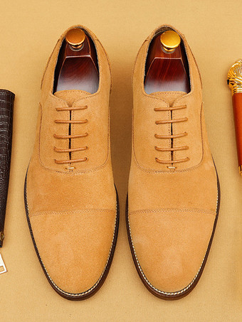 Scarpe casual da uomo Scarpe con punta tonda in micro pelle scamosciata marrone caffè