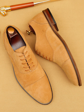 Scarpe casual da uomo Scarpe con punta tonda in micro pelle scamosciata marrone caffè