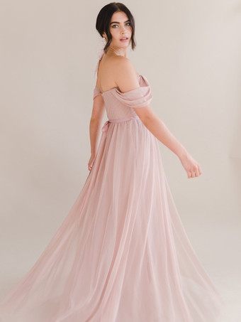 イブニングドレス Aライン バトーネック シフォン フロアレングス プリーツ 社交パーティードレス