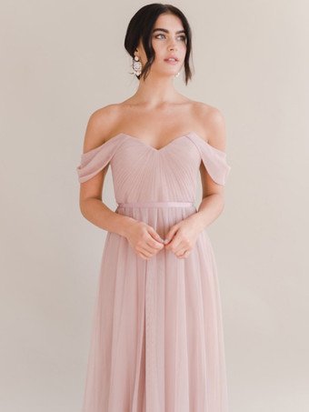 イブニングドレス Aライン バトーネック シフォン フロアレングス プリーツ 社交パーティードレス