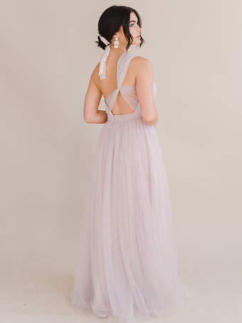 イブニングドレス Aライン ワンショルダー トレーン付き ノースリーブ バックレス プリーツ チュール 社交パーティードレス