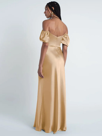 ブライズメイドドレス シース フロアレングス ジッパー サテン生地 フォーマルガウン