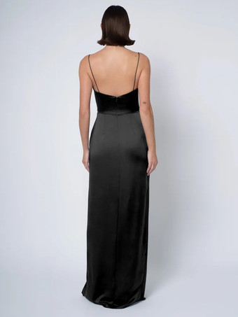 ブライズメイドドレス サテン生地 ボールガウン フロアレングス ウェディング パーティードレス