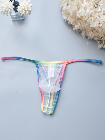 ホワイト シースルー ストリング 男性用 セクシー パンティー ポーチ ひも メンズ ブリーフ ランジェリー
