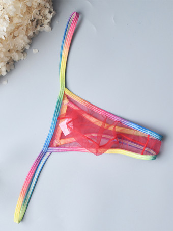 レッド シースルー ストリング 男性用 セクシー パンティー ポーチ ひも メンズ ブリーフ ランジェリー