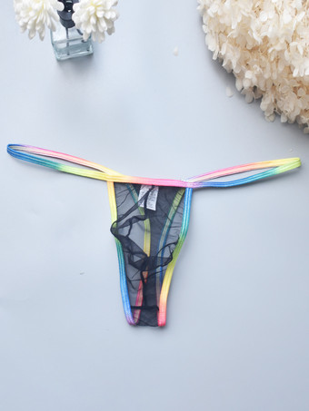 ブラック シースルー ストリング 男性用 セクシー パンティー ポーチ ひも メンズ ブリーフ ランジェリー