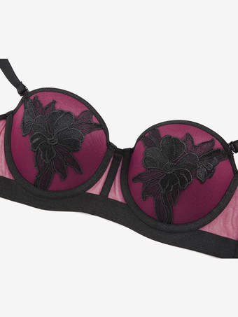 ブラジャー パンティ セット 肌触りの良い刺繍 2ピース ツートン ハイウエスト ランジェリー