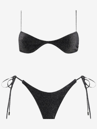 レディース ビキニ水着 ブラック レースアップ 結び目 ウエスト上げ 夏 セクシー 水着