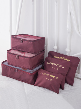 ワインレッド 旅行用オーガナイザー ガーメントバッグ 収納スーツケースセット