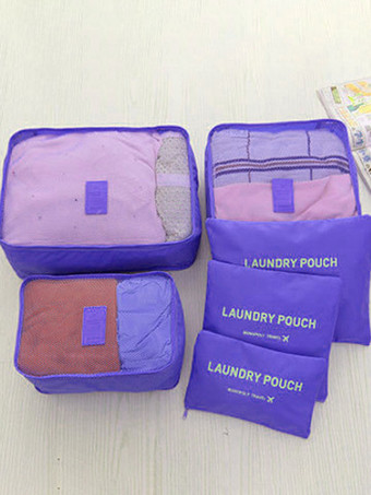 パープル 旅行用オーガナイザー ガーメントバッグ 収納スーツケースセット