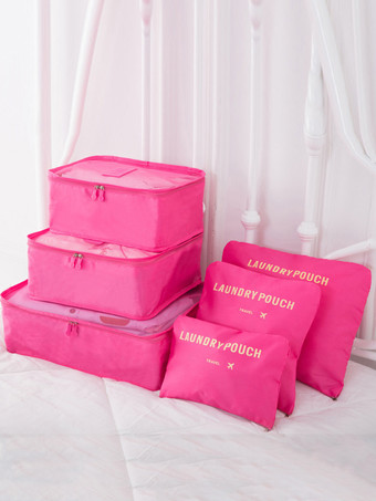 ローズレッド旅行用オーガナイザー ガーメントバッグ 収納スーツケースセット