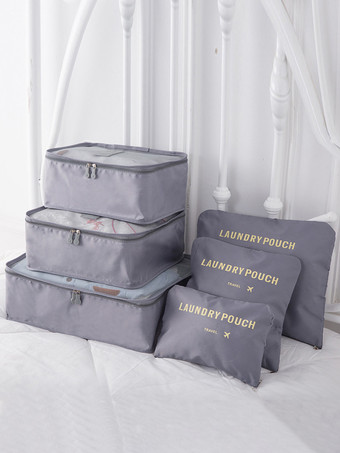 グレイ旅行用オーガナイザー ガーメントバッグ 収納スーツケースセット