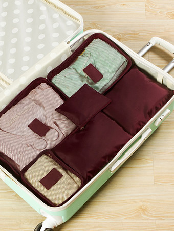 ワインレッド 旅行用オーガナイザー ガーメントバッグ 収納スーツケースセット