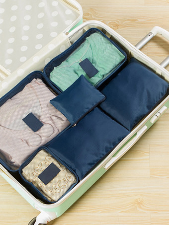 ダークネイビー旅行用オーガナイザー ガーメントバッグ 収納スーツケースセット