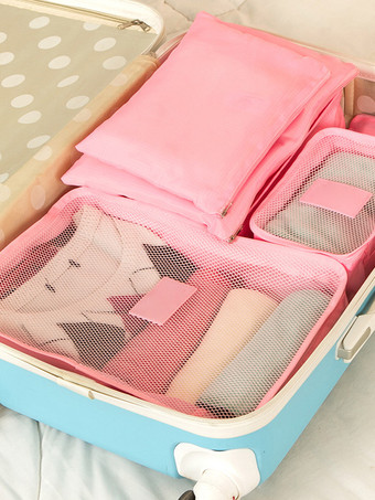 ピンク旅行用オーガナイザー ガーメントバッグ 収納スーツケースセット
