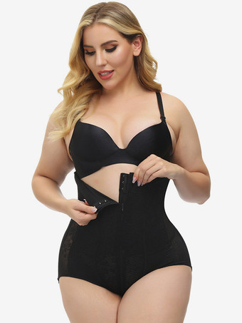 ブラック プラスサイズ ランジェリー シェイプウェア ヒップリフター ハイウエスト トレーナー ボディシェイパー
