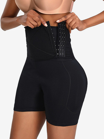 ブラック プラスサイズシェイプウェア ヌードフロントボタン ヒップリフター ハイウエストトレーナー ボディシェイパー