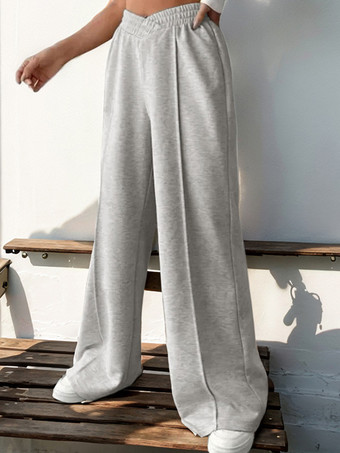 パンツ ライトグレー ポリエステル レイヤード ナチュラルウエスト トラウザーズ