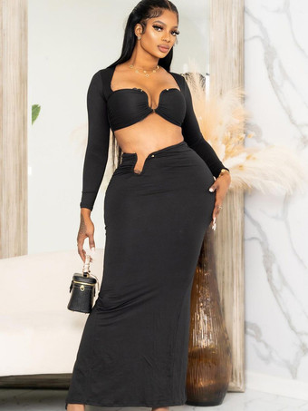 クラブウェアセット ポリエステル 長袖 セクシー クラブ衣装