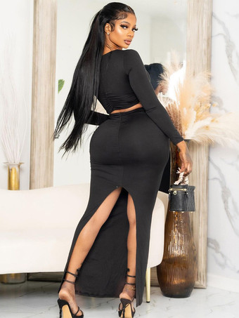 クラブウェアセット ポリエステル 長袖 セクシー クラブ衣装