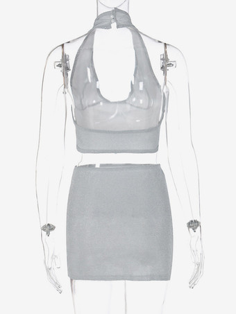 クラブウェアセット ポリエステル ノースリーブ セクシー クラブ衣装