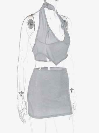 クラブウェアセット ポリエステル ノースリーブ セクシー クラブ衣装