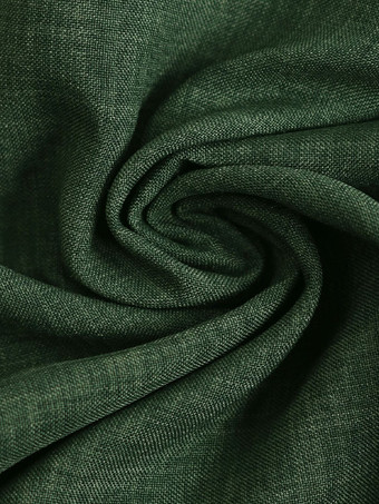 シャツドレス ハンターグリーン ターンダウンカラー サッシュ 長袖 ポリエステル ミディドレス ドレス