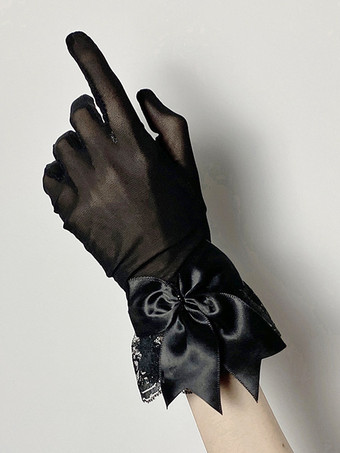 ゴシックロリータアクセサリー黒リボンレースオーバースリーブその他