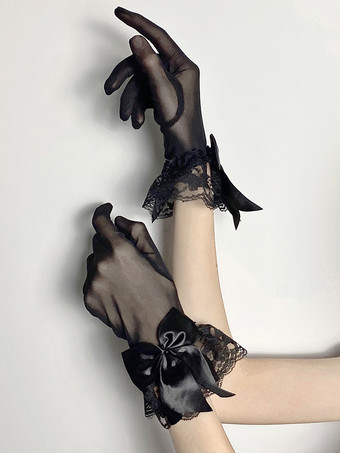 ゴシックロリータアクセサリー黒リボンレースオーバースリーブその他